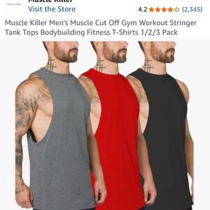 Men's Muscle Cut Off Gym Tank Tops - Gray, Red, Black